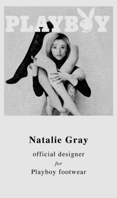 Natalie Gray first business card as shoe designer